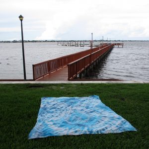 EASY SHEET - Aqua Blue Tie Dye - In Grass on Intercoastal Water