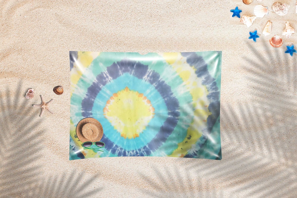 EASY SHEET – Aqua Blue and Yellow with circles of tie dye